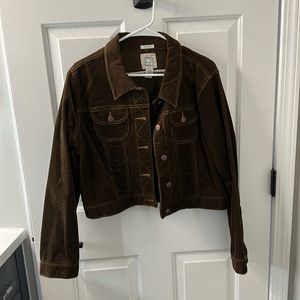 Old Navy Cropped Brown Corduroy Jacket size XL.
